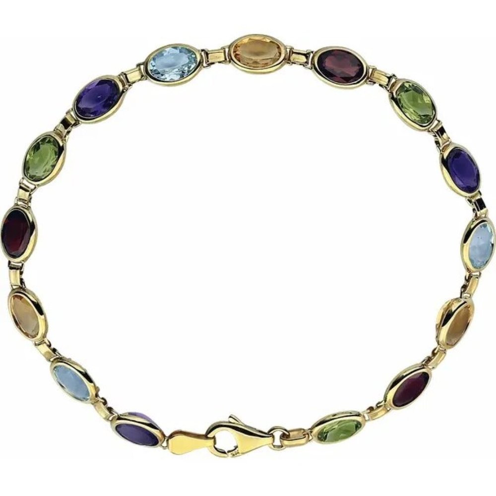 14K Yellow Multi-Gemstone Line 7" Bracelet